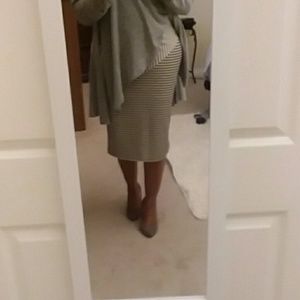 Striped over the knee skirt